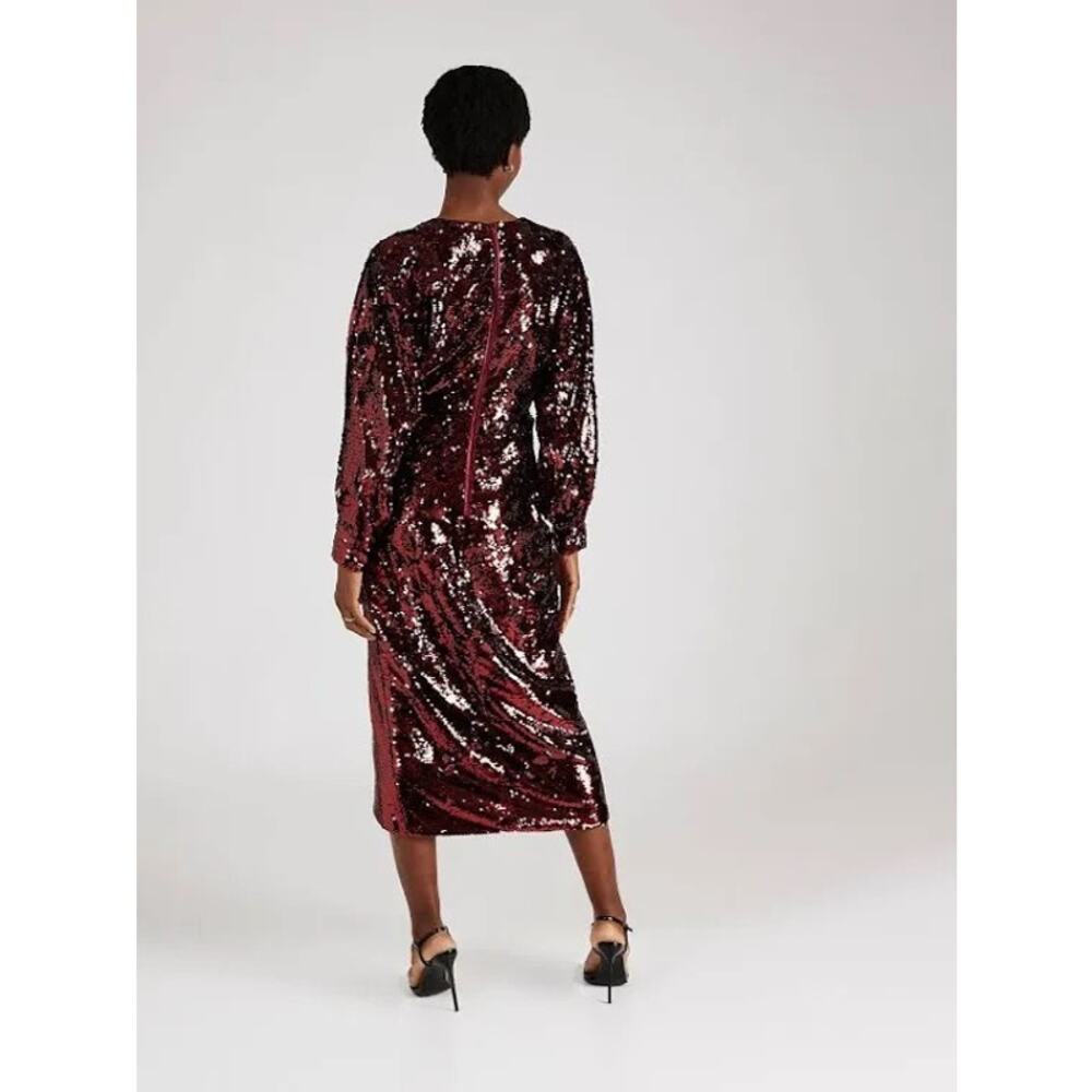 Ted Baker Emmalee Sequin Dress Burgundy Party Glam Chic Size 2 US 6 - Picture 3 of 14
